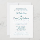 エレガントティール（緑がかった色）&ホワイトスワール結婚式レセプション 招待状 (正面)