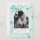 エレガントティール（緑がかった色）ボウフォトクリスマス シーズンカード (正面)