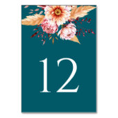 エレガントティール(緑がかった色)ボホフローラ結婚ズ テーブルナンバー (裏面)