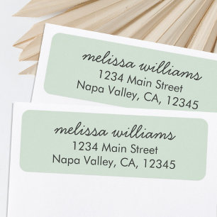 エレガントティール(緑がかった色)ミニマル差出人住所ラベル ラベル