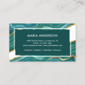 エレガントティール（緑がかった色）モダン金ゴールドアゲートゲードジェムストーン 名刺 (裏面)