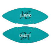 エレガントティール(緑がかった色)モノグラム名サッカー アメリカンフットボール (パネル)