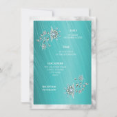 エレガントティール(緑がかった色)ライン結婚ストーン 招待状 (裏面)