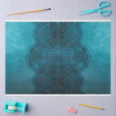 エレガントティール（緑がかった色）レースデザインデカップバックグラウンド 薄葉紙 (クラフト)