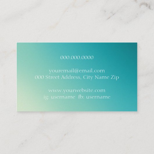 エレガントティール（緑がかった色）勾配名刺 名刺 (裏面)