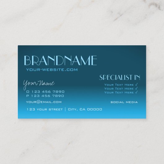 エレガントティール（緑がかった色）勾配鏡フォントクラシックスタイリッシュ 名刺 (裏面)