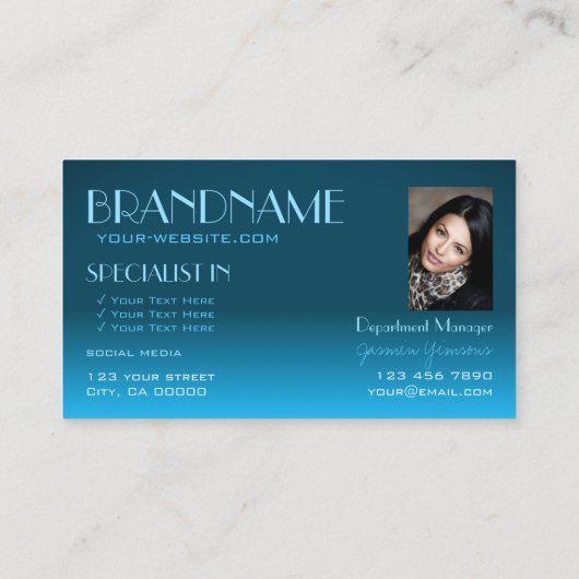 エレガントティール（緑がかった色）勾配鏡フォントクラシック写真 名刺 (裏面)