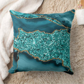 エレガントティール(緑がかった色)及び金ゴールドグリッター海瑪瑙 クッション (ブランケット)