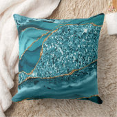 エレガントティール（緑がかった色）及び金ゴールドグリッター海瑪瑙 クッション (ブランケット)