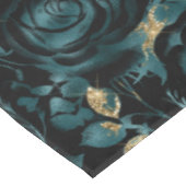 エレガントティール(緑がかった色)及び金ゴールドバラ花柄 テーブルクロス (アングル)