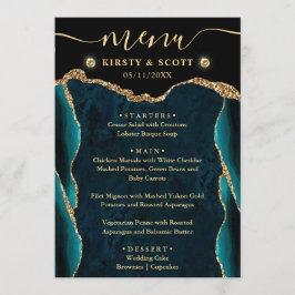 エレガントティール（緑がかった色）及び金ゴールドフェイクグリッターアゲ結婚ート メニュー