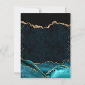 エレガントティール(緑がかった色)及び金ゴールドフェイクグリッターアゲ結婚ート 出欠カード (裏面)