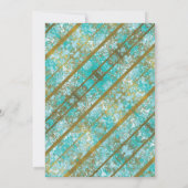 エレガントティール(緑がかった色)及び金ゴールド誕生日招待状 招待状 (裏面)