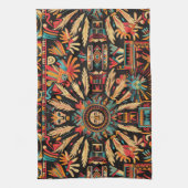 エレガントティール（緑がかった色）「夢アステカ」織キッチンタオル キッチンタオル (縦)