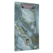 エレガントティール（緑がかった色）大理石エフェクトのパーソナライズ クリップボード (右)