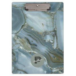 エレガントティール（緑がかった色）大理石エフェクトのパーソナライズ クリップボード