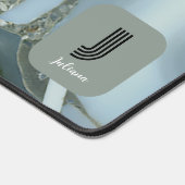 エレガントティール（緑がかった色）大理石エフェクトのパーソナライズ デスクマット (コーナー)