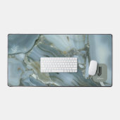 エレガントティール（緑がかった色）大理石エフェクトのパーソナライズ デスクマット (キーボード&マウス)