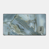エレガントティール（緑がかった色）大理石エフェクトのパーソナライズ デスクマット (正面)