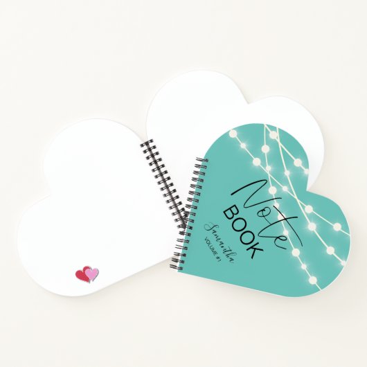 エレガントティール（緑がかった色）文字列があなたの名前を点灯 ノートブック (内部)