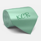 エレガントティール(緑がかった色)旋回パターンモノグラムイニシャル ネクタイ (ロール)