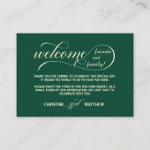 エレガントティール（緑がかった色）歓迎抱き枕バスケット座席表 エンクロージャーカード (正面)