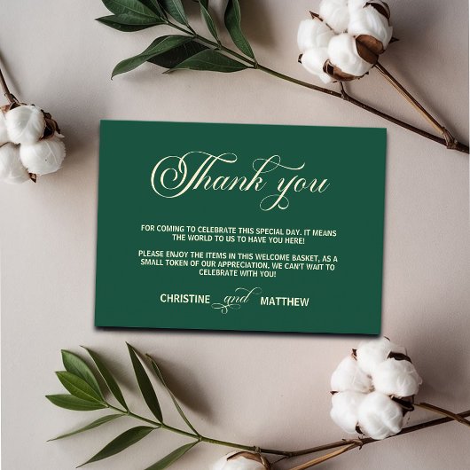 エレガントティール（緑がかった色）歓迎抱き枕バスケット座席表 エンクロージャーカード