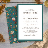 エレガントティール（緑がかった色）秋結婚式招待状 招待状