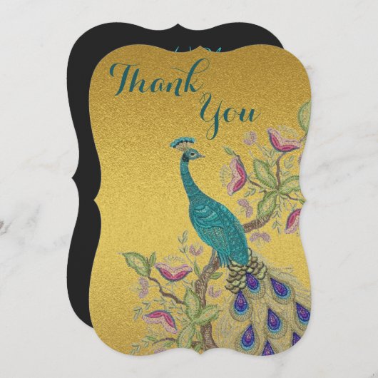 エレガントティール（緑がかった色）結婚サンキューカード サンキューカード (正面/裏面)