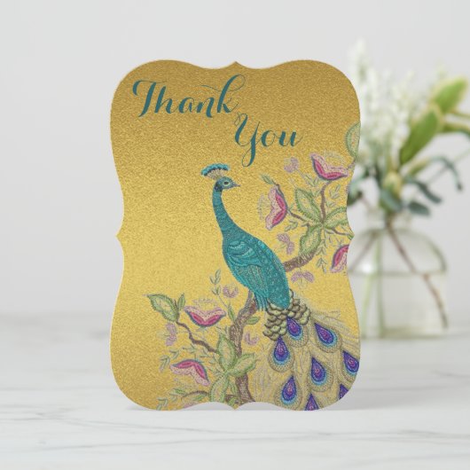 エレガントティール(緑がかった色)結婚サンキューカード サンキューカード (スタンド正面)