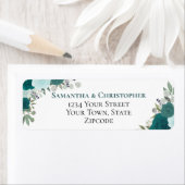 エレガントティール（緑がかった色）結婚フローラ差出人住所 ラベル (インサイチュ)