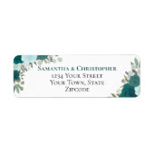 エレガントティール（緑がかった色）結婚フローラ差出人住所 ラベル (正面)