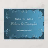 エレガントティール(緑がかった色)結婚式の日付の保存 案内ポストカード (正面)