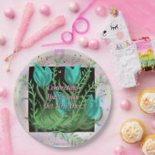 エレガントティール(緑がかった色)花結婚のプレート ペーパープレート (パーティー)