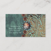 エレガントティール(緑がかった色)西の国の工具革 名刺 (裏面)