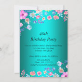 エレガントティール（緑がかった色）誕生日パーティーの招待 招待状 (正面)