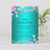 エレガントティール（緑がかった色）誕生日パーティーの招待 招待状 (スタンド正面)