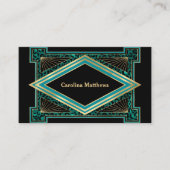 エレガントティール（緑がかった色）金ゴールドアールデコ 名刺 (正面)