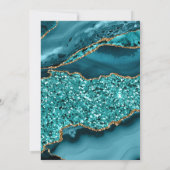 エレガントティール（緑がかった色）&金ゴールドグリッターアゲートSweet sixteen 招待状 (裏面)