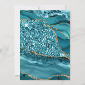 エレガントティール（緑がかった色）&金ゴールドグリッターアゲートSweet sixteen 招待状 (裏面)