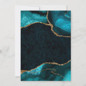 エレガントティール（緑がかった色）金ゴールドグリッターアゲ結婚ート サンキューカード (裏面)