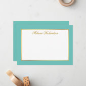 エレガントティール（緑がかった色）金ゴールドフレーム – サイズを選択 –  ノートカード (正面/裏面インサイチュ)