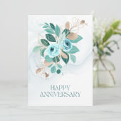 エレガントティール（緑がかった色）金ゴールドフローラハッピーアニバーサリー シーズンカード (スタンド正面)