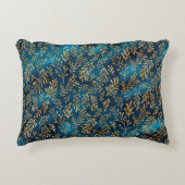 エレガントティール(緑がかった色)金ゴールドフローラ金属かわいらし アクセントクッション (正面)