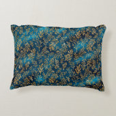 エレガントティール(緑がかった色)金ゴールドフローラ金属かわいらし アクセントクッション (裏面)