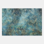 エレガントティール(緑がかった色)金ゴールドマーブル葉 ラッピングペーパーシート (正面2)