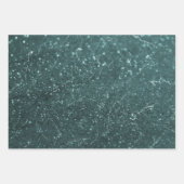 エレガントティール(緑がかった色)金ゴールドマーブル葉 ラッピングペーパーシート (正面)
