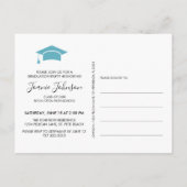 エレガントティール(緑がかった色)金ゴールド卒業党 案内ポストカード (裏面)