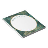 エレガントティール（緑がかった色）金ゴールド抽象芸術の葉パターン ノートパッド (アングル)