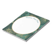 エレガントティール（緑がかった色）金ゴールド抽象芸術の葉パターン ノートパッド (回転)